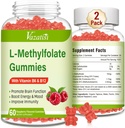 L-Metylfolat 15 mg Gummies med Metyl B12, Folate Supplement for humør, hjerne helse, immun støtte, bringebær flavor, 120 count