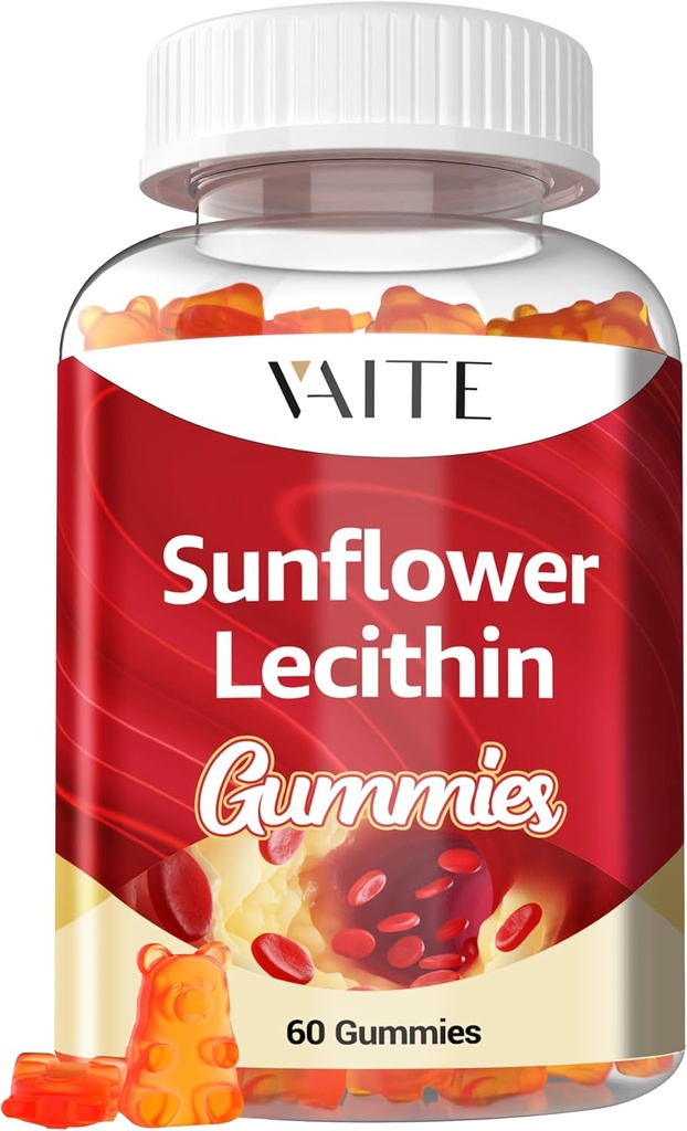 Solflower Lecithin Gummies 800mg - Vegansk, ikke-GMO, soya-fri og glutenfri - støtter daglig ernæring, enkel-til-dyktige Chews for voksne, Lacation Supplement, naturlig velvære støtte - 60 Vegansk Gummy