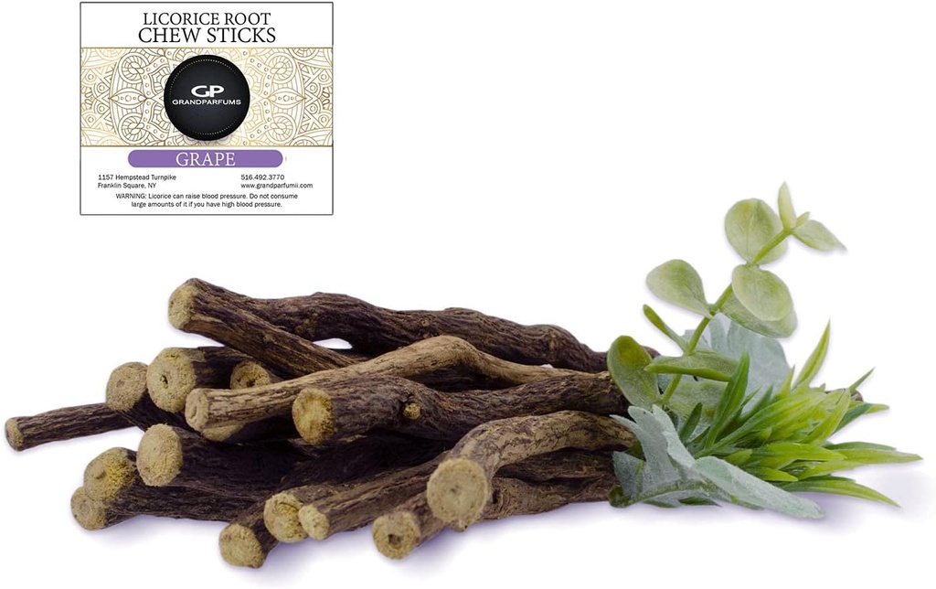 100% naturlig lakritsrot Chew Sticks, Grape Flavored, Økologisk, Hjelp slutte å røyke, Hvite tenner, Freshen puste og Suppress Appetite