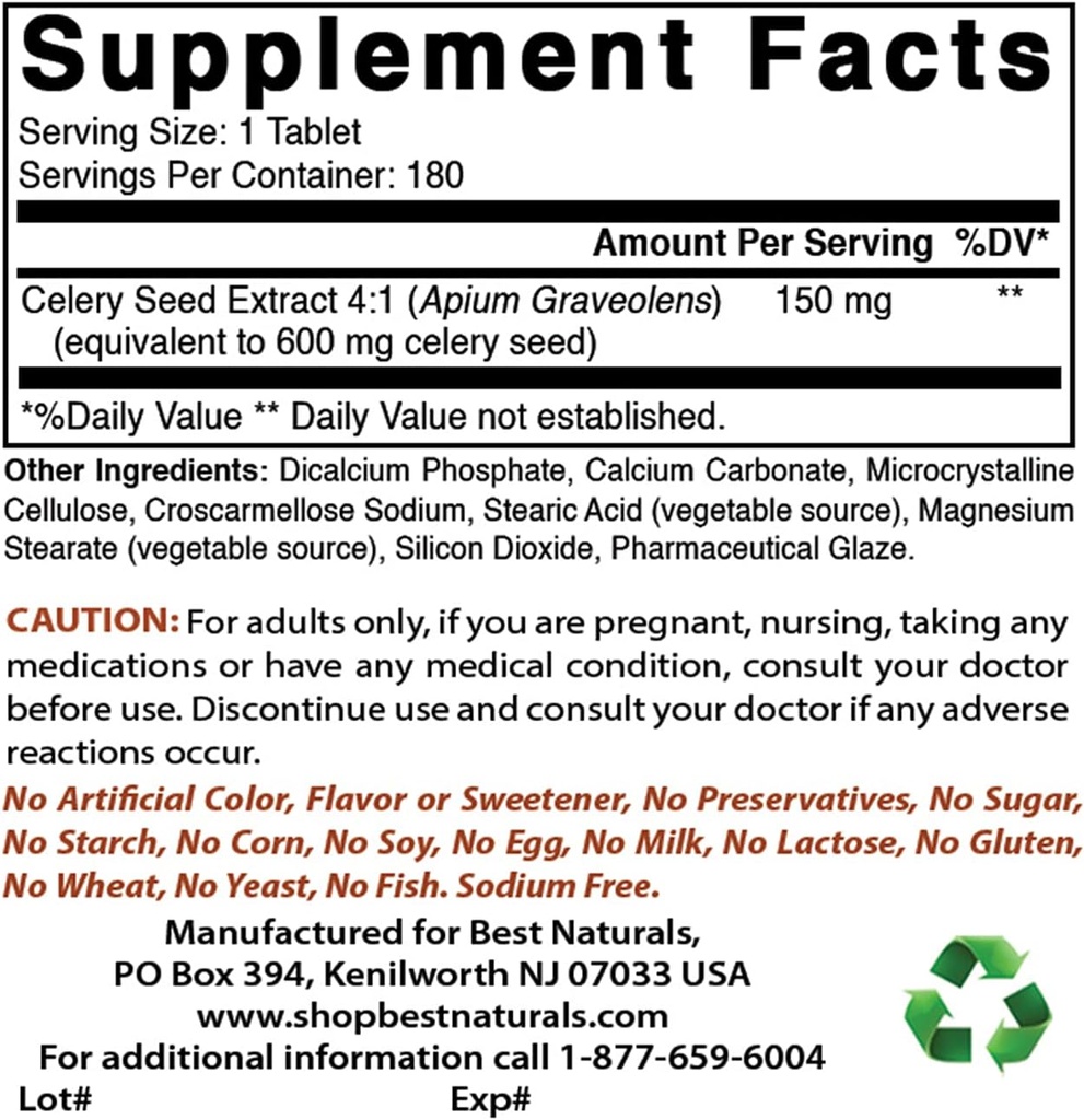 Best Naturals Celery Seed 600 Mg & Alfa Lipoic Acid 600 mg