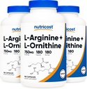 Nutricost L-arginin L-Ornithine 750 mg; 180 kapsler (3 flasker)