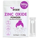 iFEiER Zink Oxid pulver | 500g(1.1 lb) 100% ren Non Nano Uncoted Sink Oxid pulver for hudbeskyttelse | Kosmetikk Grade Ideell for DIY solskjerm, lotion, deodorant og hudpleie