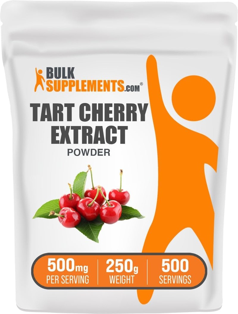 BulkSupplements.com Tart Cherry Extract pulver - Tart Cherry Supplement, Herbal Supplement - Antioksidant Kilde, Glutenfri, 500 mg per servering, 250g (8,8 oz) (Pack of 1)