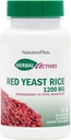 NaturesPlus Herbal Actives Rød Yeast Rice 1200 mg - 60 Kapsler - Ikke-GMO, Vegan, Glutenfri - 30 Services