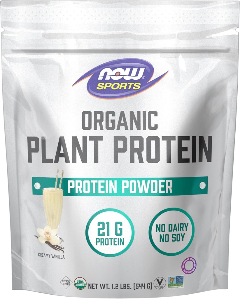 Nå Sport Organic Plant Protein, Vanilla Flavor, Vegansk pulver, 1 lb.
