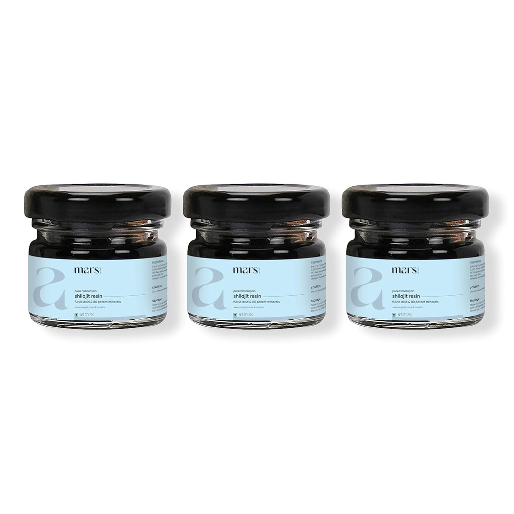 Mars Himalayan Organic Shilajit Resin | Naturlig Resin Kilde: Himalaya | Støtter vitalitet, energi og total velvære | 45g | Pakke med 3