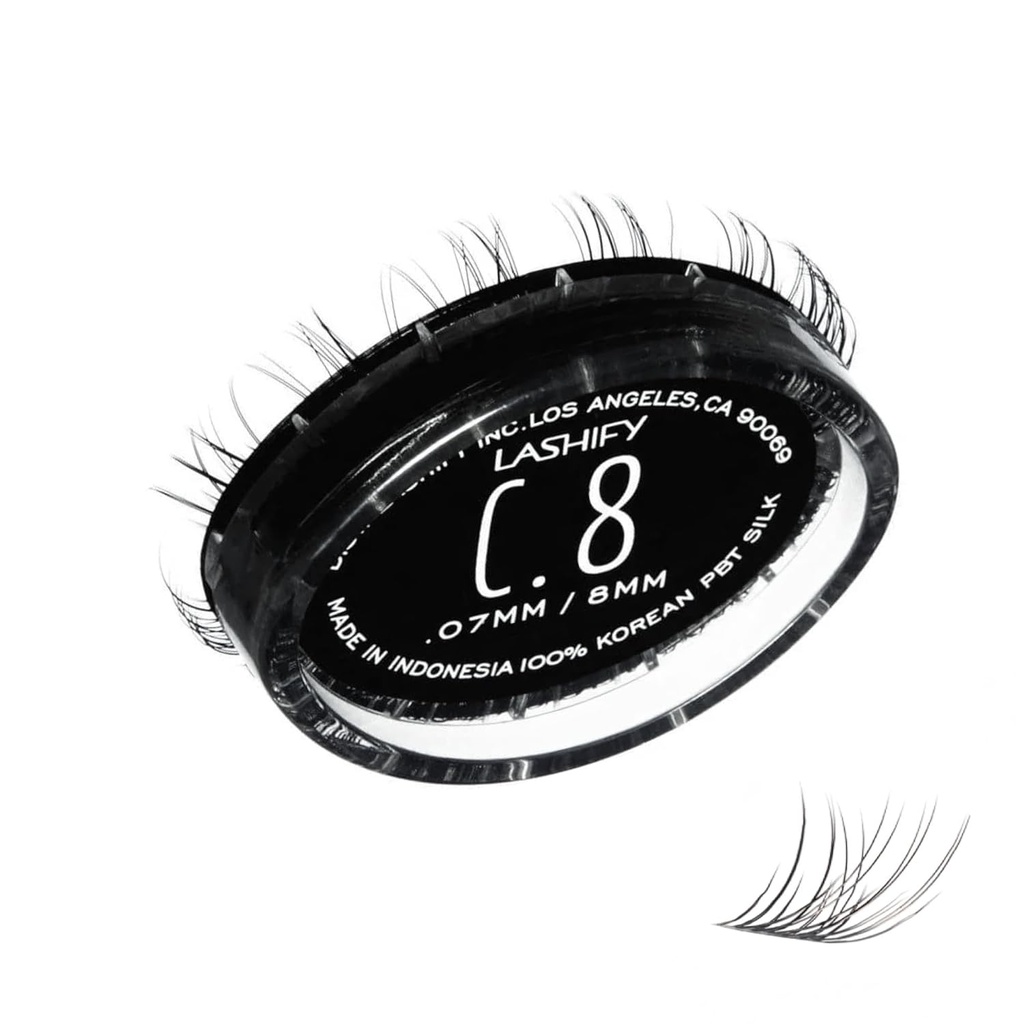 Lashify Curl 8mm Gossamer Eyelash utvidelser Påfyll, Svart, DIY Falske Lasjer for et naturlig utseende