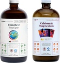 LIQUIDHEALTH Komplett flervitamin & kalsium og magnesium flytende vitaminbunn for voksne - hele kroppens helse, immunsystem, bein og felles støtte - Hele matvarer, vegan, ikke-GMO, USA laget