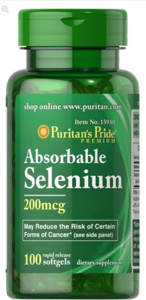 Puritans Pride Selenium 200 mcg tabletter, 100 greve