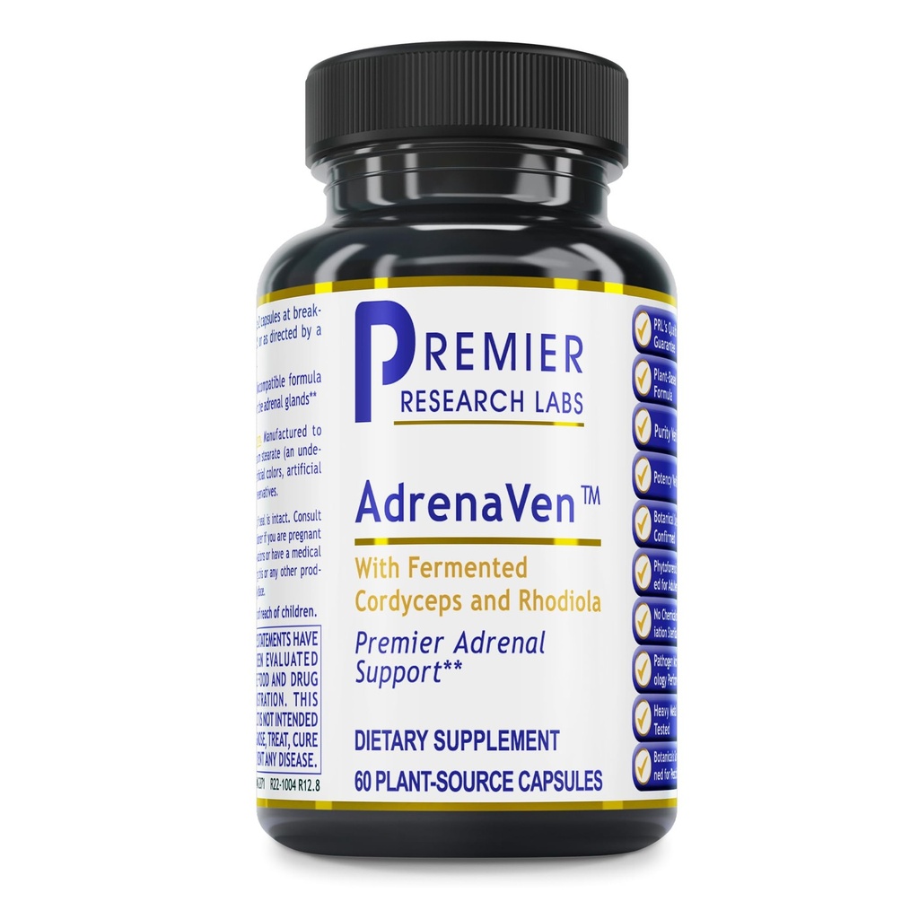 Premier Research Labs 30 Servings-AdrenaVen - Adrenal Helse Supplement, støtter Adrenal Gland Helse og stressrespons - Økologisk Adrenal Helse - 60 Plantekilde Kapsler