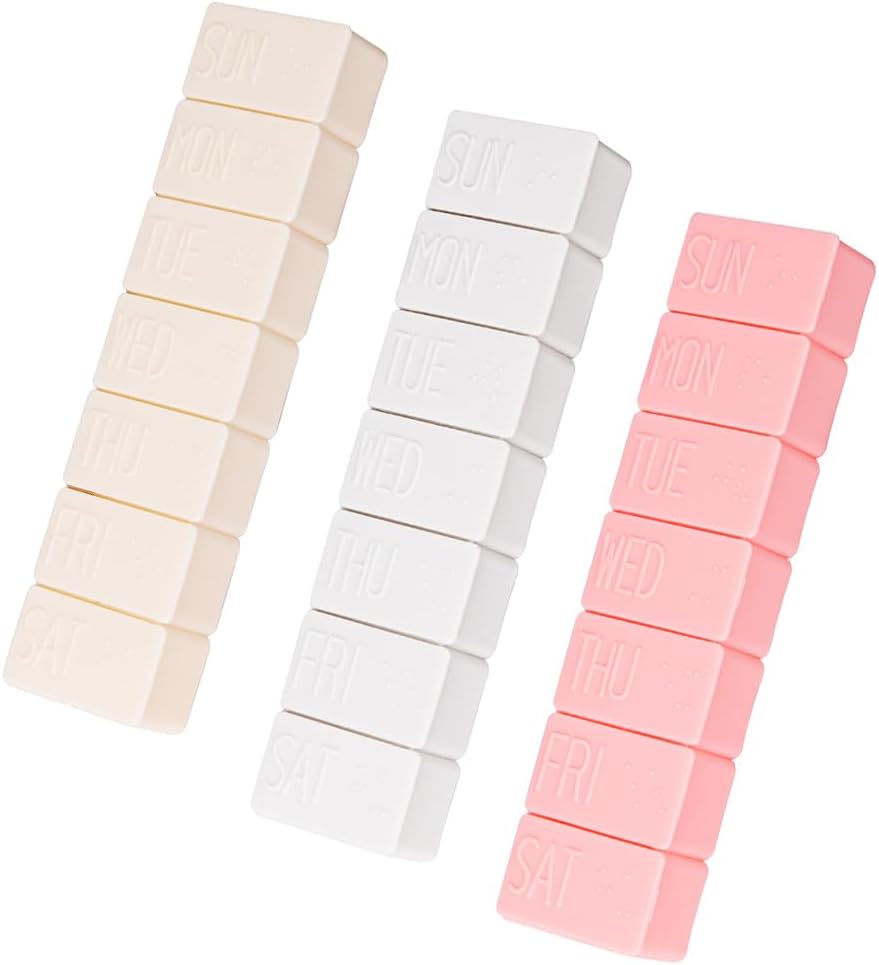 3Pack ukentlig pilleorganisator,ekstra store 7 dager pille tilfeller reise daglige piller boks for fiskeolje, kalsium tabletter kosttilskudd og andre vitamin piller