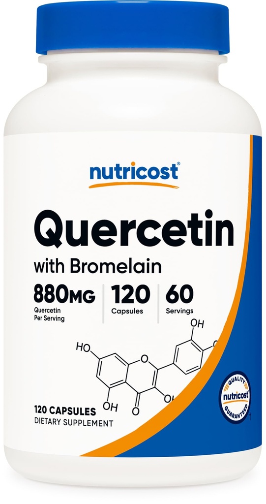 Nutricost Quercetin med Bromelain, 880mg Quercetin + 165mg Bromelain Per Serving, 120 kapsler, 60 serveringer (2 Caps Per Serving) - Vegetarisk, ikke-GMO og Glutenfri