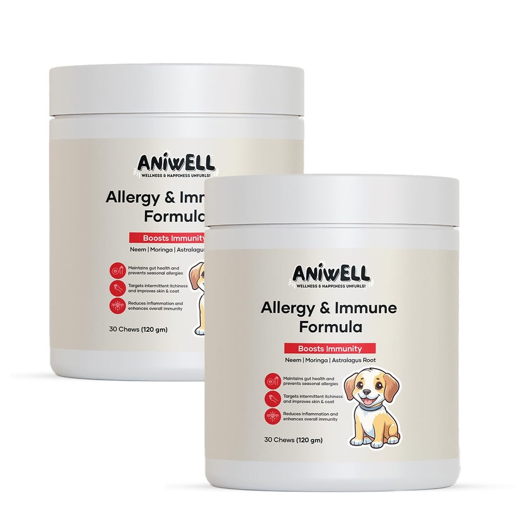 Allergi og immun støtte Chews for hunder – drevet av Astragalus Root & Flaksfrø C3 – fremmer sesongmessig Allergy Relief, Gut & Digestive Health – myk Chews ® Pakke med 2