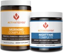 ACTIVATEDYO Morgen komplette prebiotika, probiotika og grønn supermat (Citrus Medley) & natttid Complete, Ashwaghanda (Raspberry Lemonade), 30 serveringer