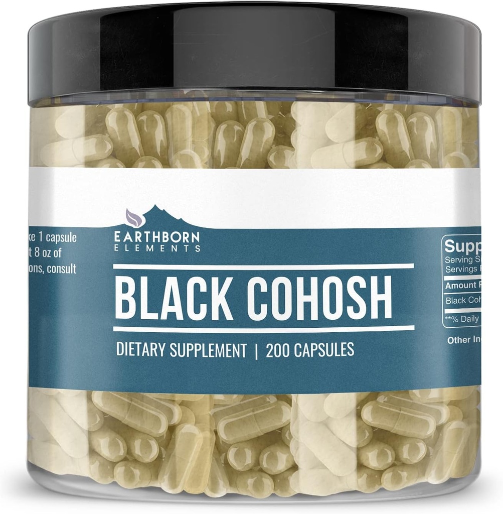 Earthborn Elements Black Cohosh 200 kapsler, ren og ufortynnet, Ingen tilsetningsmidler