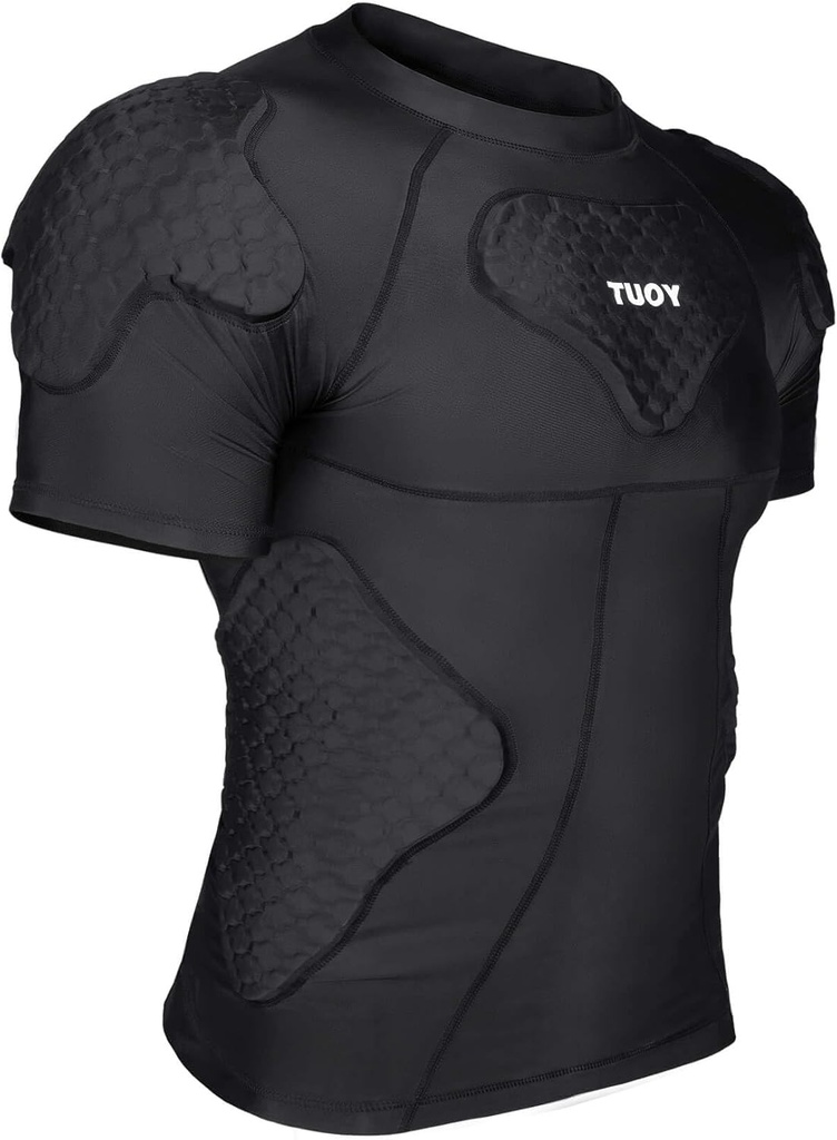 TUOY menns polstret komprimering skjorte beskyttende skjorte Rib brystbeskytter for fotball paintball baseball