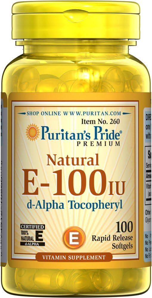 Puritan Pride Vitamin E-100 iu 100% naturlig 100 Softgels
