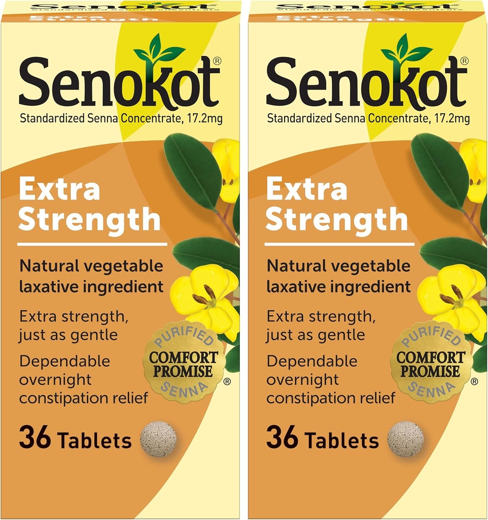 Senokot ekstra styrke naturlig grønnsakslaksativ for gentle overnatting relief anledninger, 36 telle (pakke på 2)