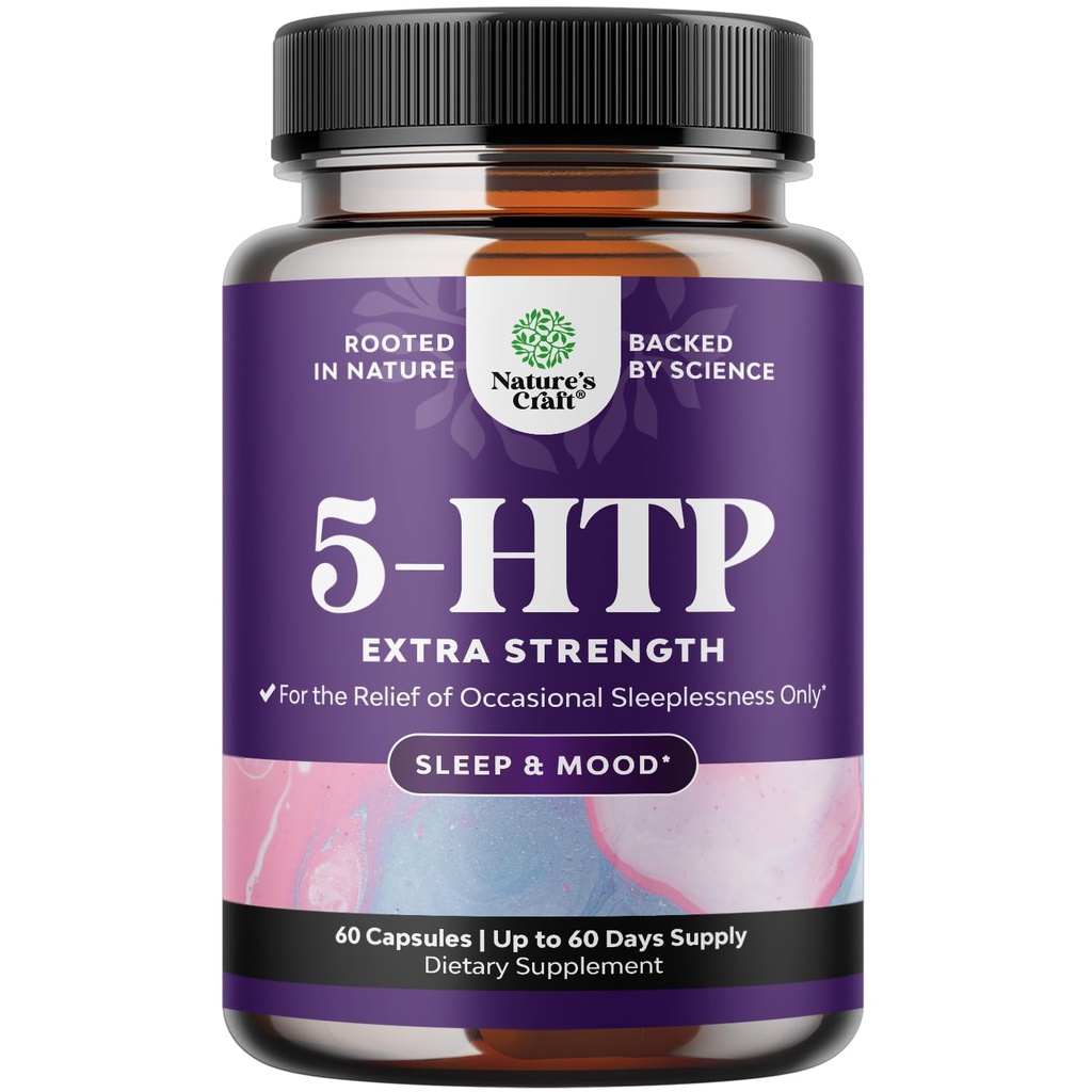 5 HTP Supplement 5-hydroxytryptophan - 5HTP 100mg per servering Gentle Herbal søvn og Mood Enhancer - 5-HTP 100 mg per servering Mood Supplement og søvnstøtte Kapsler fra Griffonia Simplicifolia