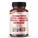 Cayenne Pepper Ginger Turmeric Berberine - Digestion, Gut Heath Support - Laget i USA