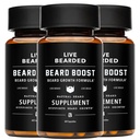 Live Bearded Beard Boost - Bearde Vekst Vitaminer for menn med biotin, kollagen, Silica, Fo-Ti Root - Ansiktshårvekst for menn, laget i USA 90-dagers forsyning