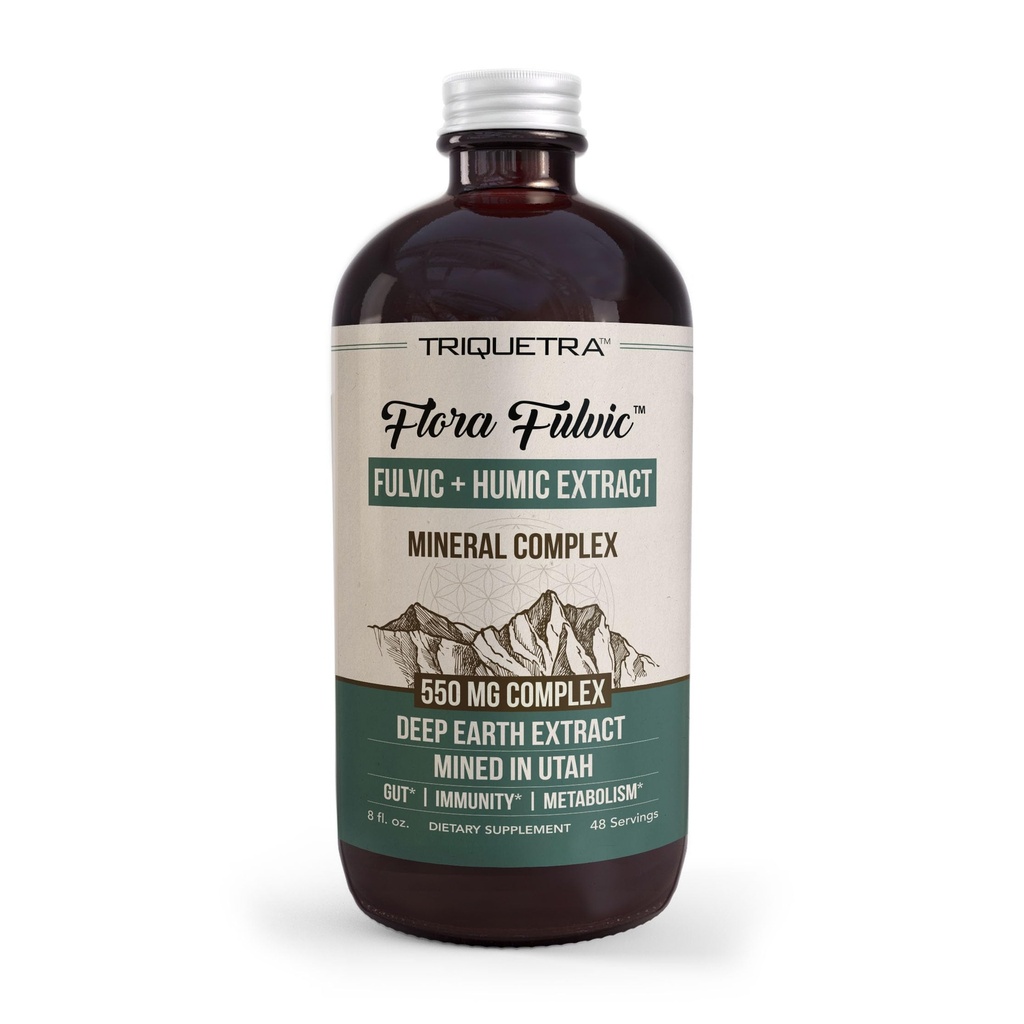 Flora Fulvic | Fulvic Acid + Humic Acid Complex - 550 mg Mined i Utah, Forhistorisk Deep Earth Extract | Immunity, Gut, Digestion - Natural Trace Mineral Complex, Fulvic Acid Supplement - 8 fl oz.