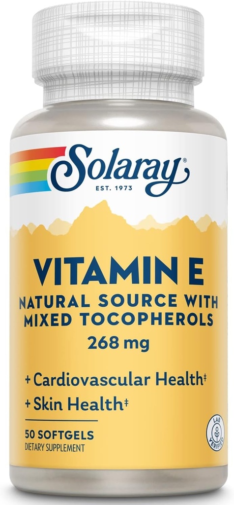 Solaray Vitamin E d-Alpha Tocopherol 268mg (400 IU) | Hjerte og hud helse, Antioksidant aktivitetsstøtte (50 greve)