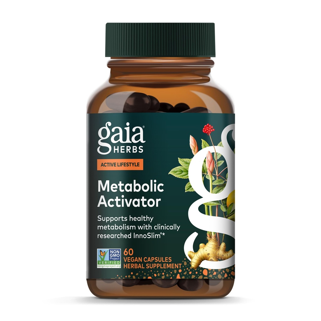 Gaia Herbs Metabolic aktivator - Naturlig energi Supplement for metabolsk støtte - laget med Panax Notoginseng & Astragalus Extract - Gratis fra Dairy, Soya & Gluten - 60 Kapsler (60 Serveringer)