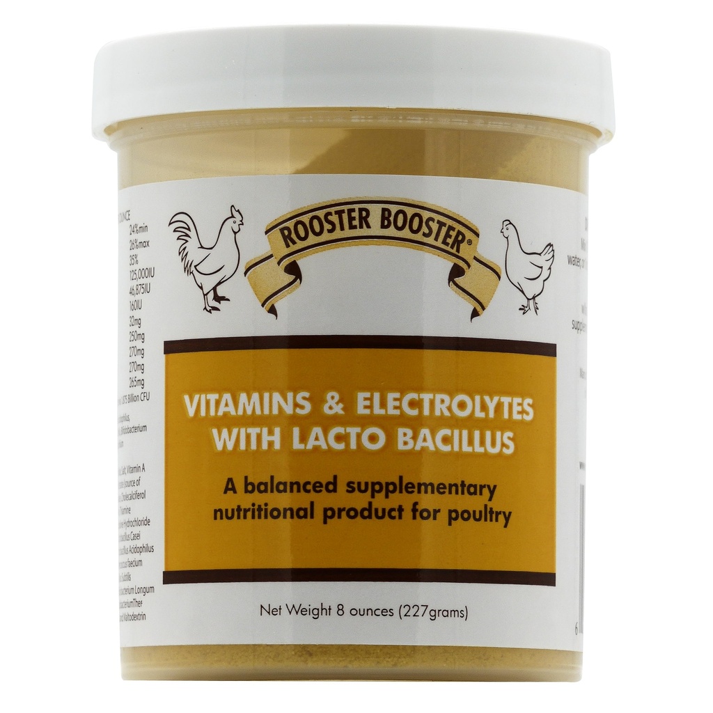 Rooster Booster Vitaminer og elektrolyter med Lactobacillus, naturlig, 8 oz.