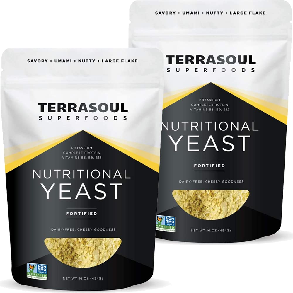 Terrasoul Superfoods Premium Ernæringsmiddel Yeast Flakes, 2 Lbs (pakke med 2), Forsterket, Savory Superfood for Vegansk Cheese, Sesongering og Plantebasert Protein Boost