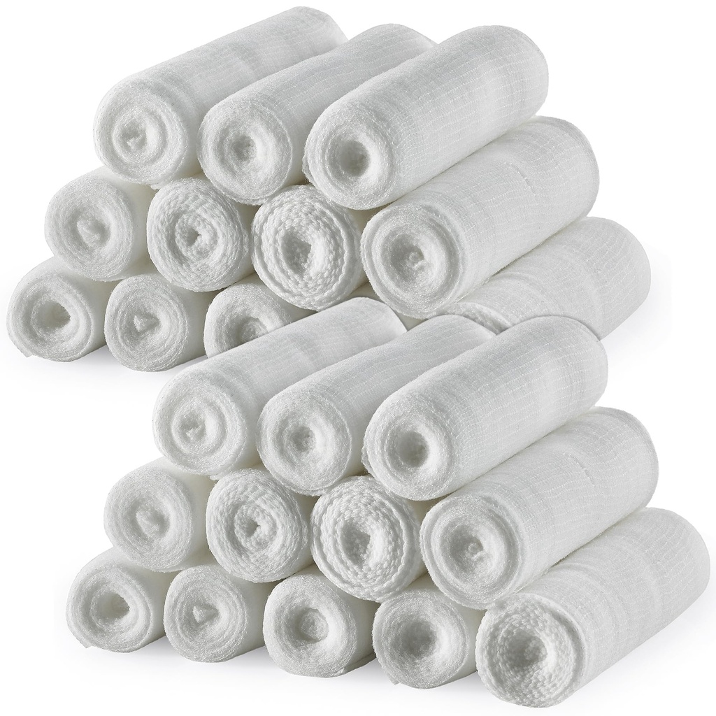 Medca Gauze Bandage Rolls - 24 Pack, 3-tommers x 4.1 Yards, Medisinsk Grade Gauze og Stretch Bandage for sårkjole og førstehjelpssett