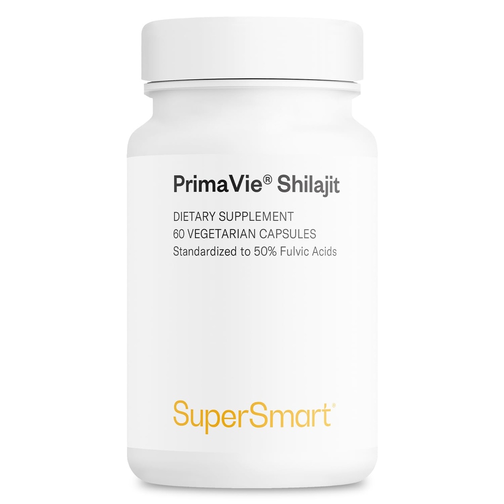 Supersmart - Super Shilajit 500mg per dag (høy styrke) - PrimaVie Shilajit Supplement - Himalayan, renset og organisk Shilajit | Ikke-GMO & Glutenfri - 60 vegetariske kapsler