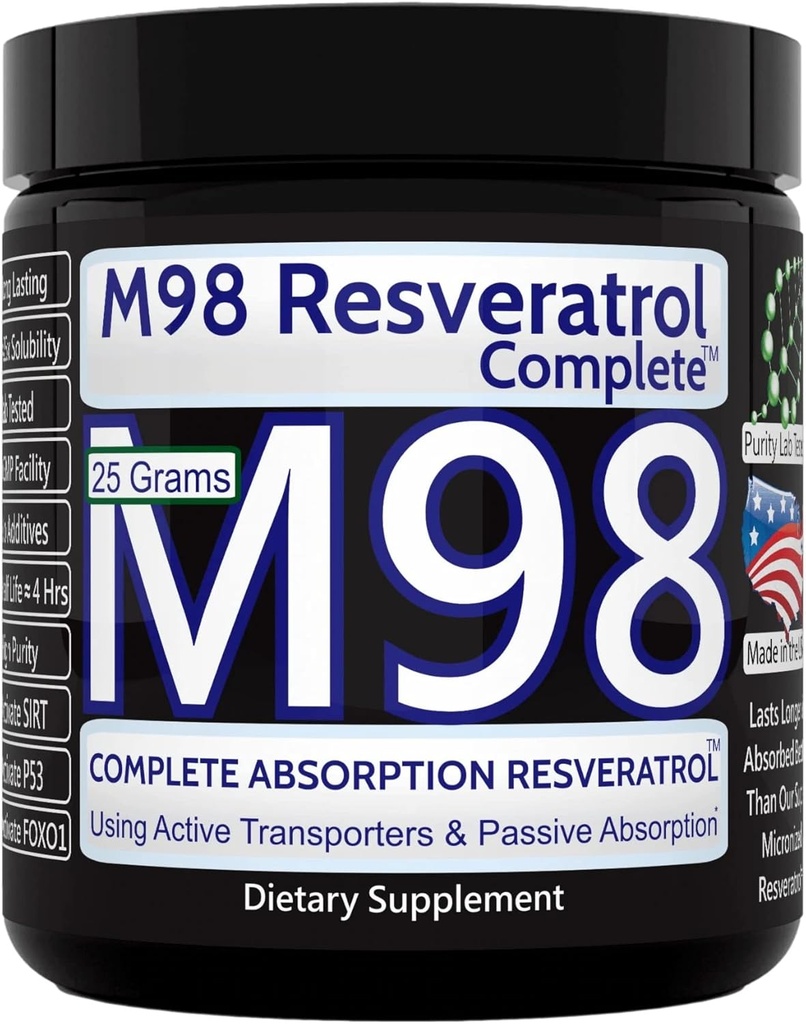 M98 Resveratrol Complete (M98-RC) - bedre enn Super Micronized - ren pulver - 25 gram