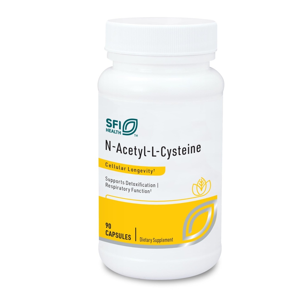 Klaire Labs SFI Health N-Acetyl-L-Cysteine 500 mg - Amino Acid Glutathione Precursor NAC - Tillegg til støtte Cellular Antioksidant beskyttelse - Hypoallergenic, Soja-fri, Corn-Free (90 Kapsler)