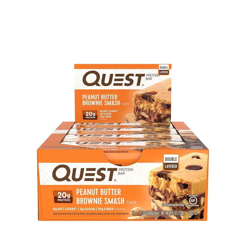 Quest ernæring- høy protein, lav karbohydrat, Glutenfri, Keto vennlig, Peanut Butter Brownie Smash, 12 greve
