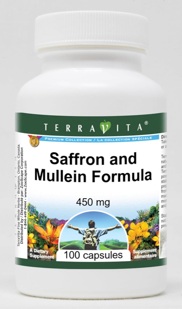 Saffron og Mullein Formel - 450 mg (100 kapsler, ZIN: 513981) - 3 Pack