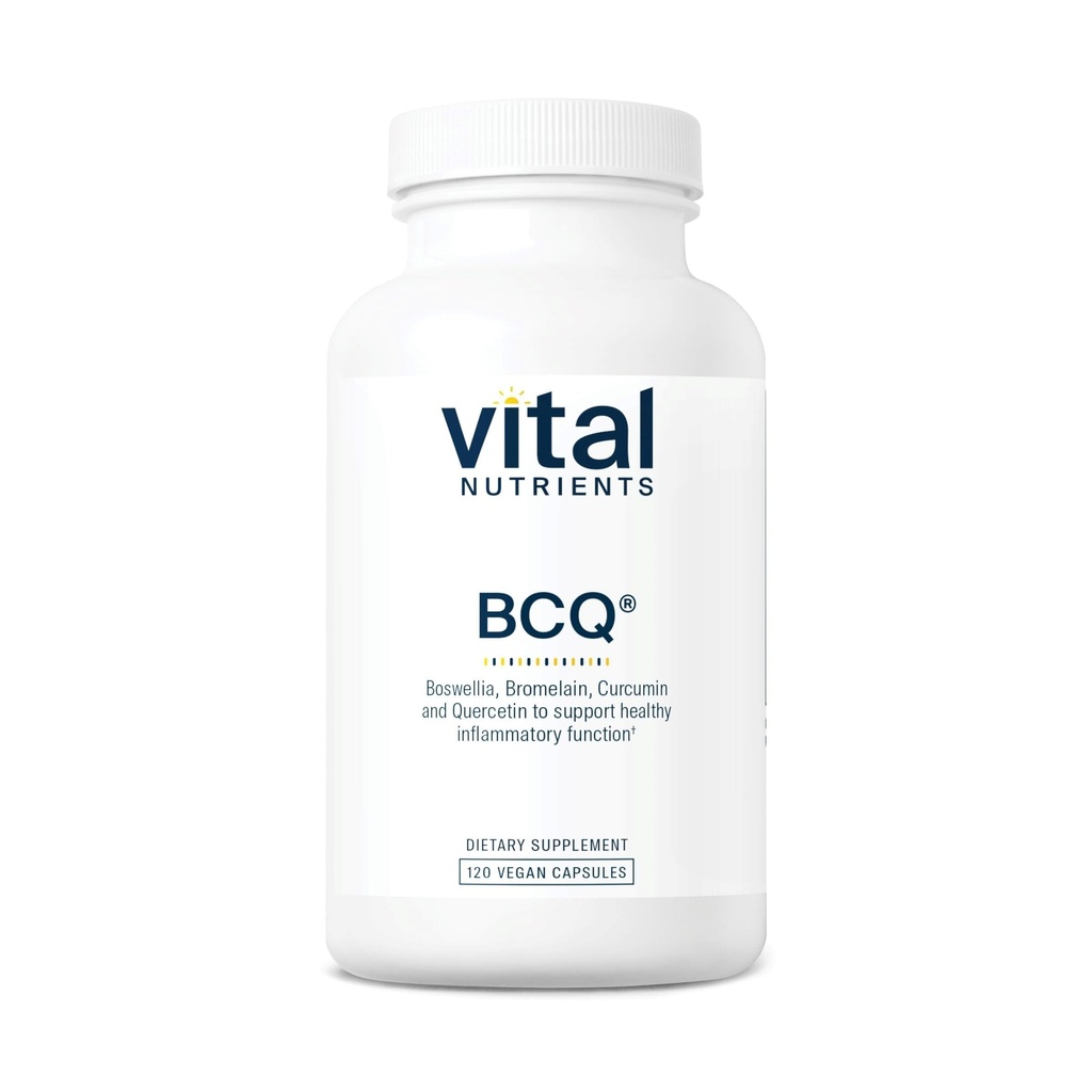 Vital næringsstoffer BCQ | Vegansk Boswellia, Bromelain, Curcumin & Quercetin Supplement | Felles støtte Supplement | Støtter Sinus & Digestive helse | Gluten, Dairy, Soya Gratis | 120 Kapsler