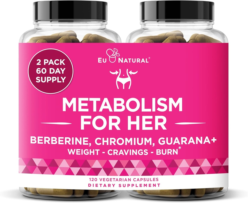 Metabolisme for henne - Appetitt og metabolisme Støtte for kvinner - Curb Cravings, Redusere kaloriinntak og fremme følelser av fullhet - Berberine, Chromium Picolinate & Guarana - 120 Veg Kapsler