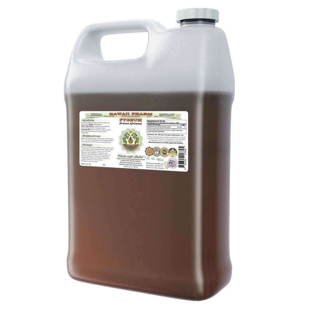 Afrikansk Cherry Pygeum alkohol-fri flytende ekstrakt, afrikansk Cherry Pygeum (Prunus Africana) Bark Glycerite Natural Herbal Supplement, Hawaii Pharm, USA 64 oz