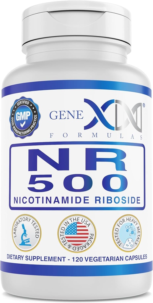Genex Formler NR Nikotinamid Riboside 500mg/Serving (120 kapsler) NAD+ Prekursor for sunn aldring - GMP-sertifisert, ikke-GMO, Glutenfri, Vegetarisk (1 pakke)