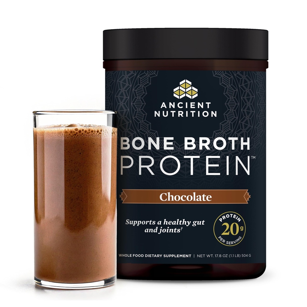 Gammel Ernæring Protein pulver laget av ekte bein Broth, sjokolade, 20g Protein Per Serving, 20 servering tub, glutenfri hydrogenlysert kollagen Peptider Supplement, Flott i Protein Shakes