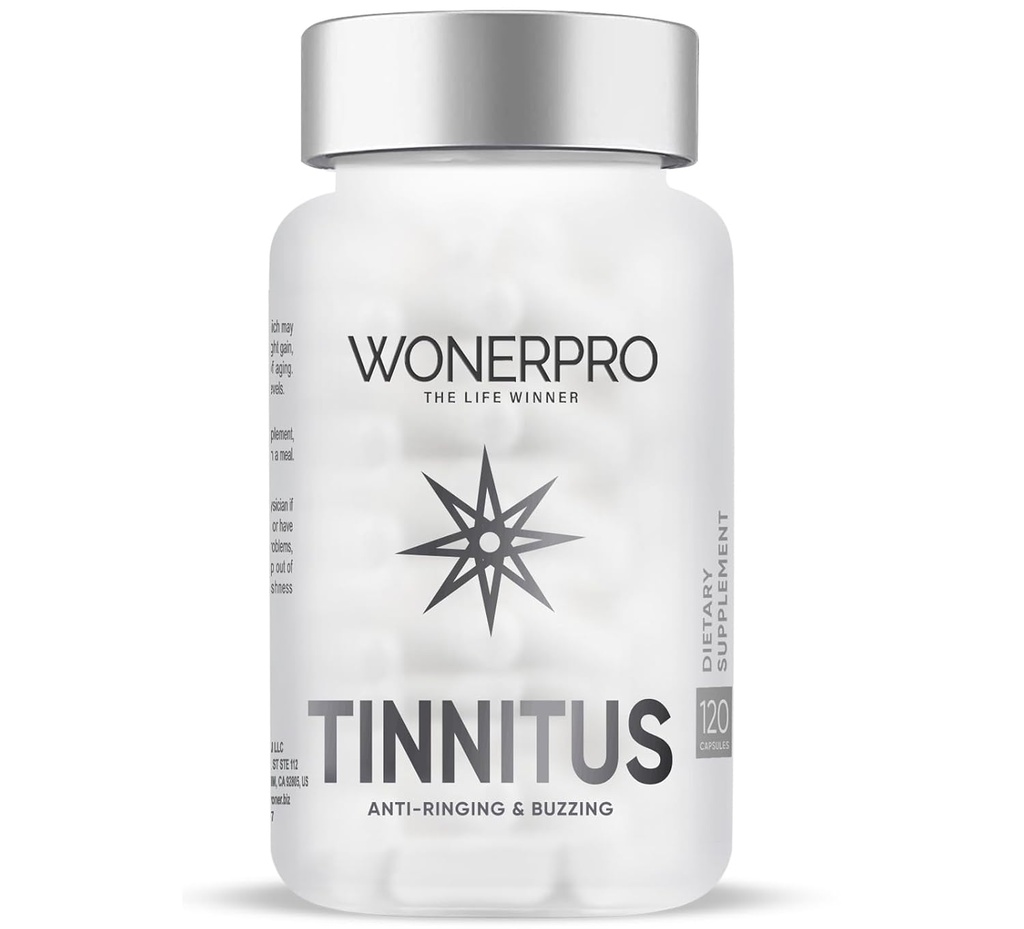 Tinnitus relief for ringing øredobber, 120 kapsler ørehelse vitaminer støtter hørselstap og reduserer ringing i ørene for menn og kvinner