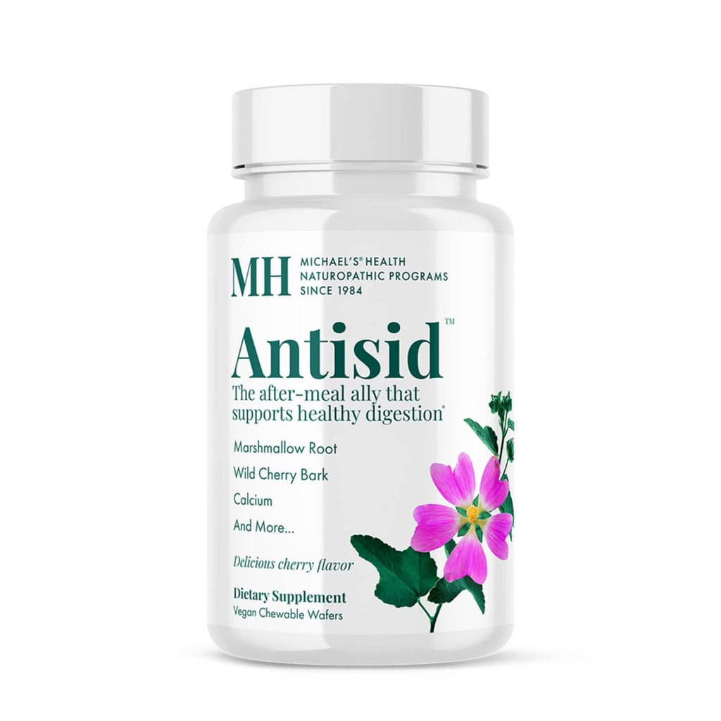 MICHAEL 'S Health Naturopatical Programs Antisid - 90 Vegan Chewable Wafers - Wild Cherry Flavor - Støtter Sunn Digestion - Kosher - 30 Services