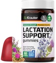 BIO KRAUTER Lactation Support Gummies - 60 Chews - Naturlig Lactation Supplement - Goats Rue, Fenugreek, Melke Thistle Extracts - Vegansk Brystmating Kosttilskudd