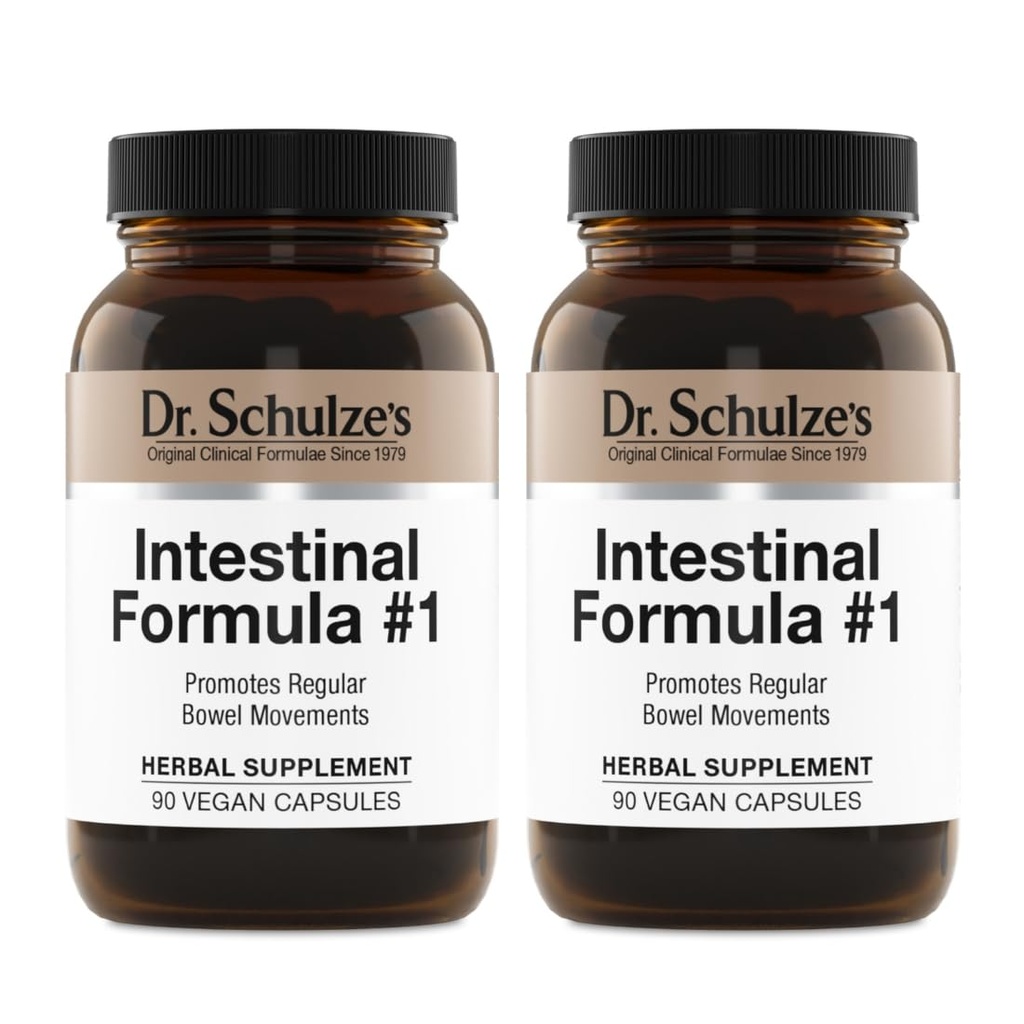 Dr. Schulze's Intestinal Formula # 1 - Bowel Movement Supplement for Colon Helse Støtte - Bloating & Acceleration Aid - Intestinal Cleanse - All-Naturlig - Plantebasert - Vegan - 90 Count (2 Pack)