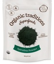 Organiske tradisjoner Organic Spirulina pulver Vegansk ikke-GMO Superfood, 5.3oz (150g) pose, 50 serveringer per pose