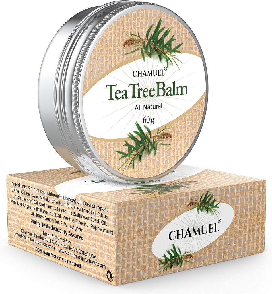 Chamuel Tea Tree Oil Balm - Alt naturlig | Flott krem for Soothing Eczema, Psoriasis, Rashes, Jock Itch, Insect Bites, Folliculitis, Acne, Itches, Cracked Heels, Cuticles, Saddle Sores & mer!