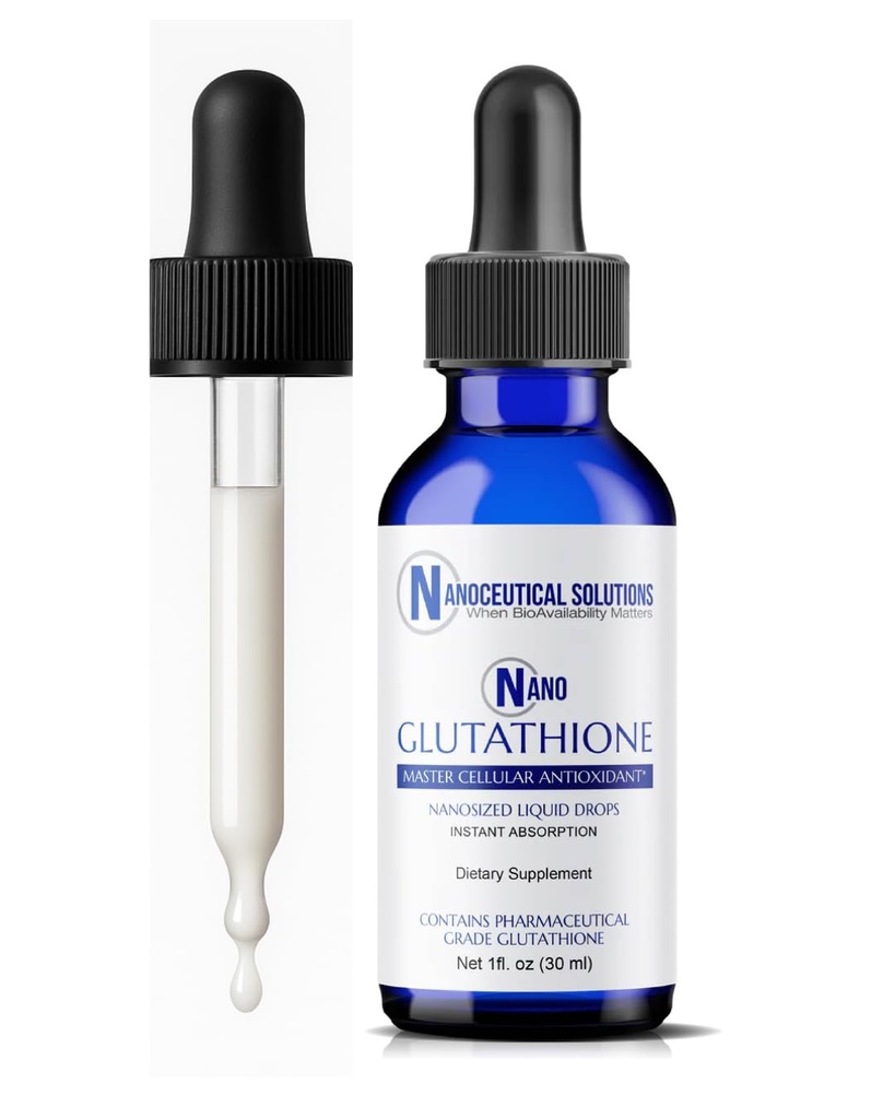 Nano Glutathione slippes av nanoceutical løsninger, farmasøytisk nivå flytende kosttilskudd, ultraeffektiv absorpsjon, opp til 8 ganger høyere enn glutathione kapsler ® 30 serveringer