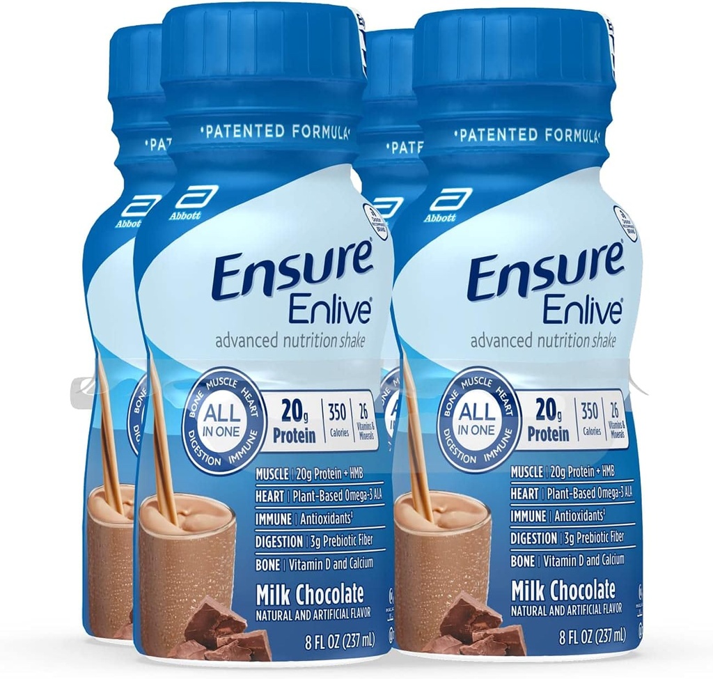 Sikre Enlive Meal Replacement Shake, 20g Protein, 350 kalorier, Advanced Nutrition Protein Shake, Melk Chokolade, 8 Fl Oz (pakke med 4)