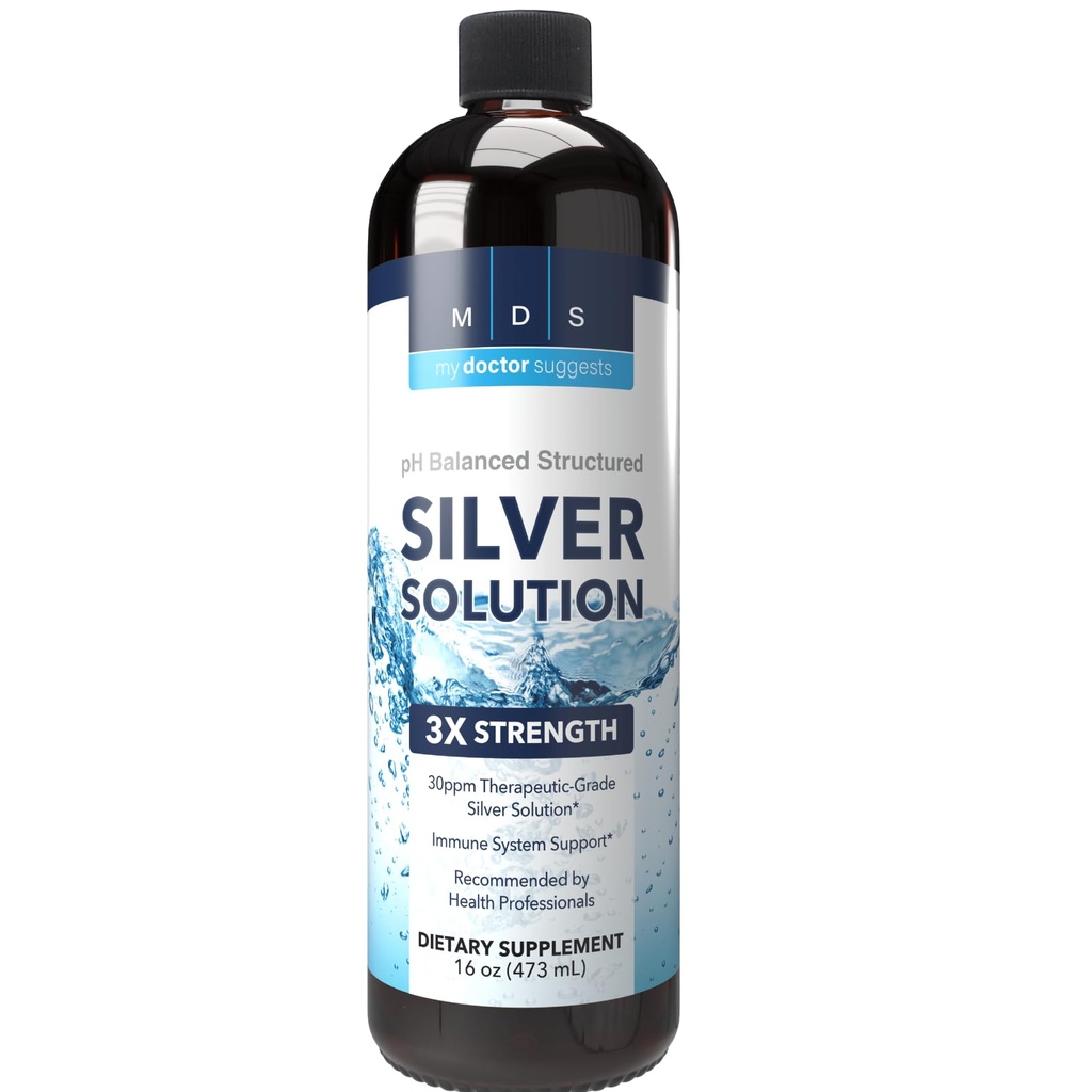 Alkalin strukturert sølv væske Supplement 30ppm - immun- og gut helsestøtte - ekstra styrke strukturert kolloidal sølv mineral kosttilskudd - laget i USA (16 oz)